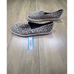 NWT TOMS Alpargata Cupsole Slip On Sneaker Tan Leopard Animal Print 10017758 9.5